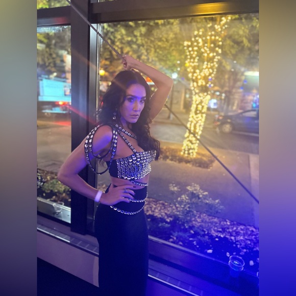 MEW MEWS HANIA RHINESTONE Elegant Black Women's GALA WEDDING DRESS 2 piece Small - Picture 8 of 8